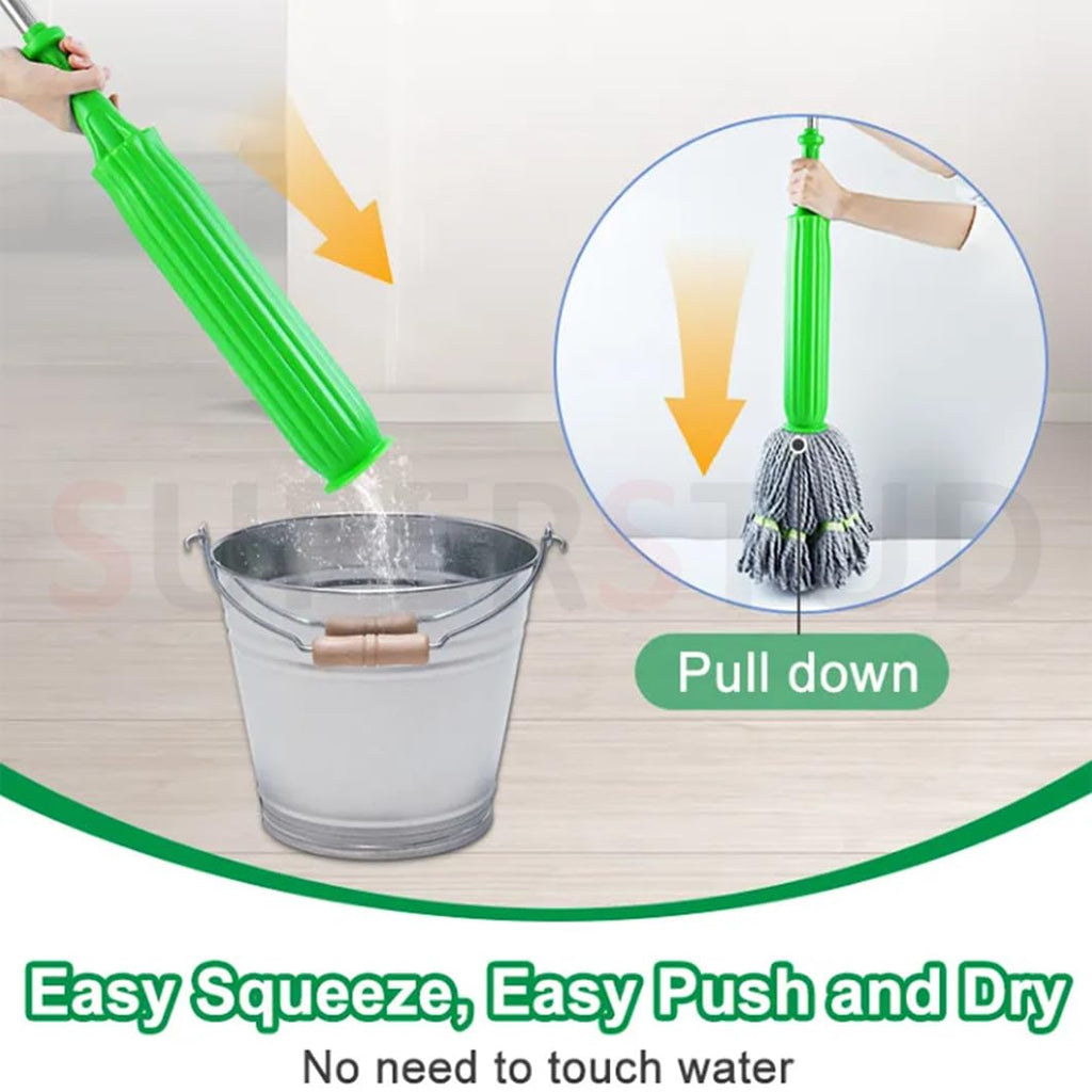 SUPERSTUD 2 in 1 Dehydrated Floor Cleaning Mop || Self-Wringing Floor Mop || 360 Rotatable Adjustable Cleaning Mop, || Microfiber Mop Wet and Dry for Bathroom/Offfice/Home/Outdoor (Rich Green)