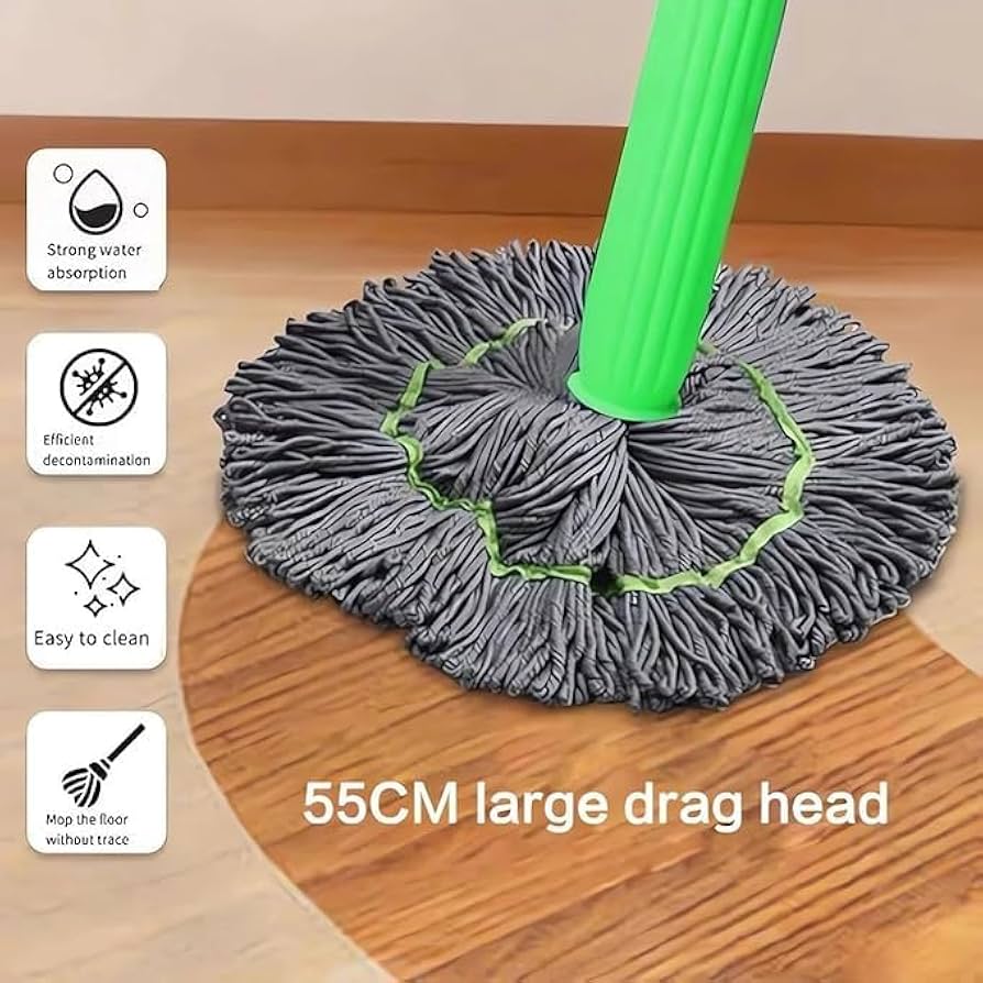 SUPERSTUD 2 in 1 Dehydrated Floor Cleaning Mop || Self-Wringing Floor Mop || 360 Rotatable Adjustable Cleaning Mop, || Microfiber Mop Wet and Dry for Bathroom/Offfice/Home/Outdoor (Rich Green)