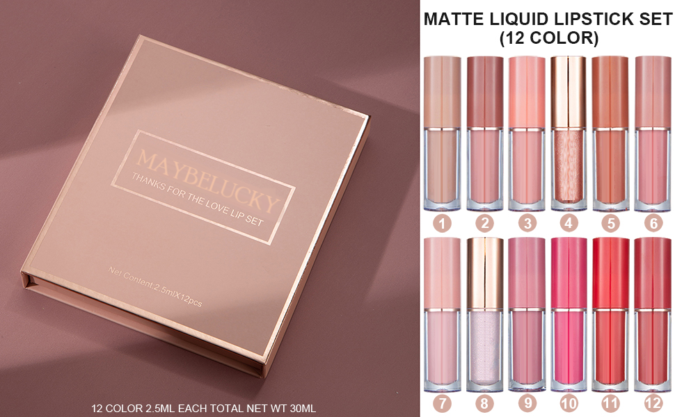 Handaiyan 12Pcs Velvet Matte Liquid Lipstick Set