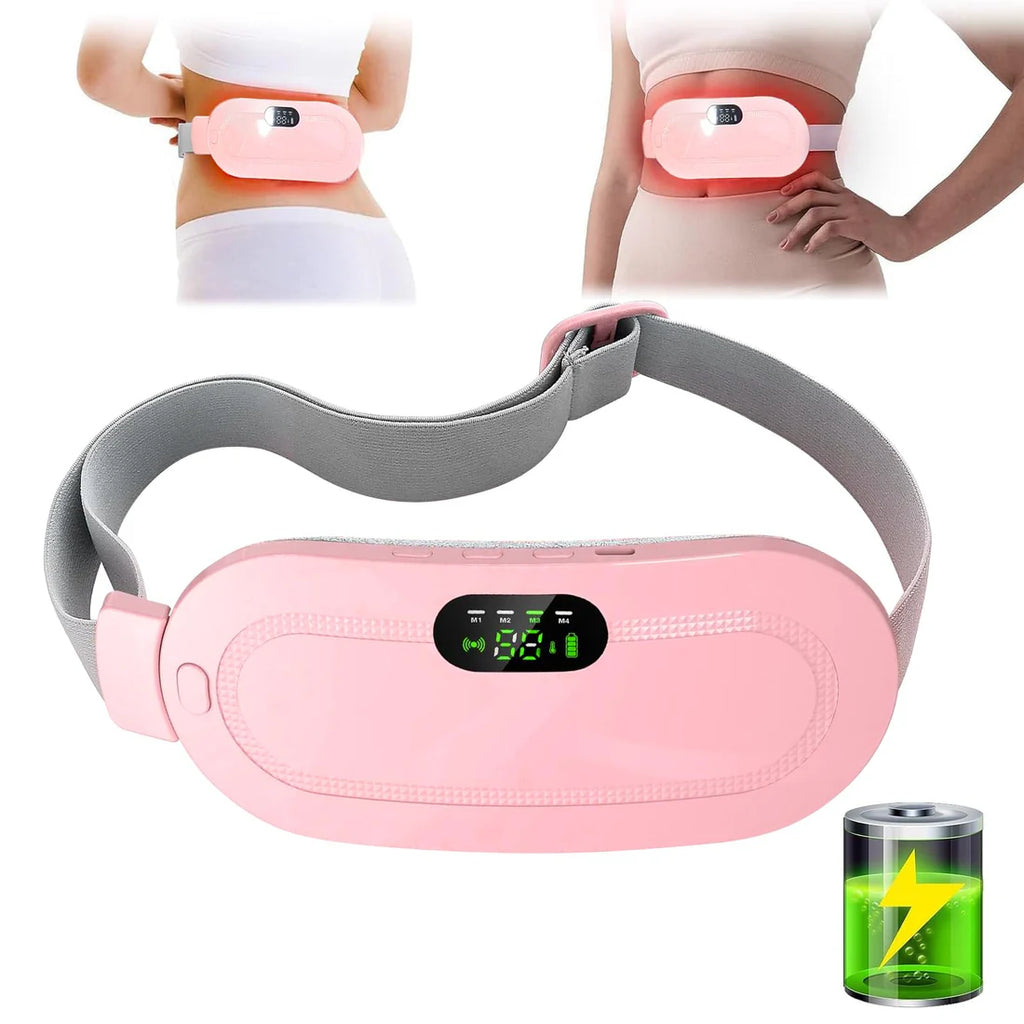 Nexila Heating Pad for Period Cramp Massager Portable Cordless Heating Pad with 4 Heat Levels and 3 Massage Modes for Back Pain Relief Menstrual Heating Pad (Pink)- 1 Year warranty